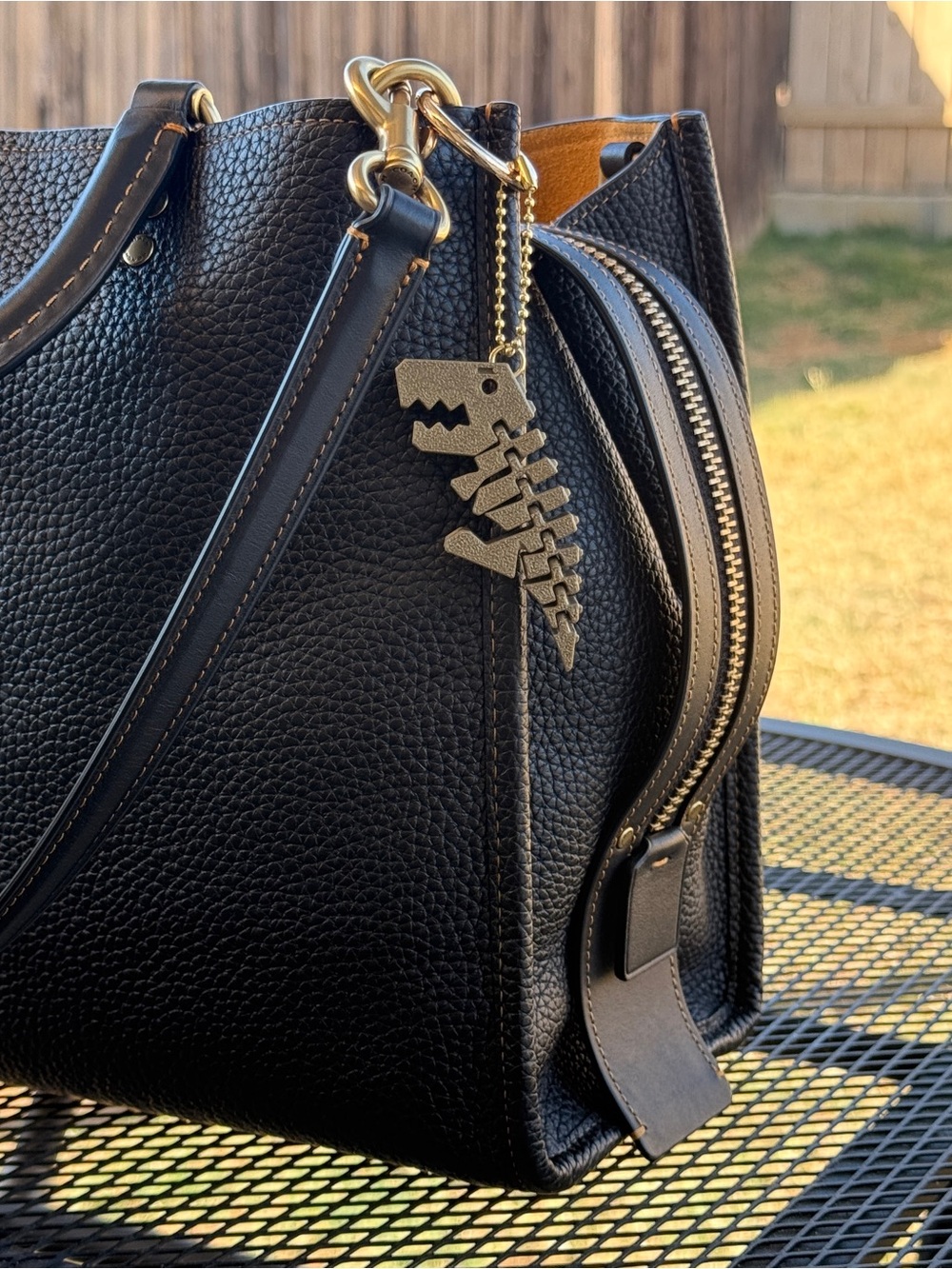 Flexy Sexy Rexy Dinosaur T-Rex Shiny Copper Keychain Ball Chain Bag Charm